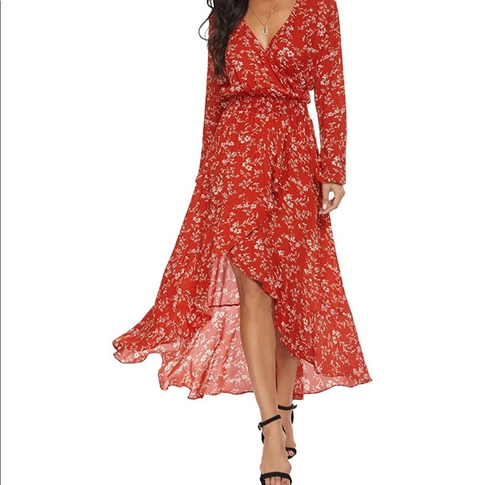 NEW High Low Red Floral Dress